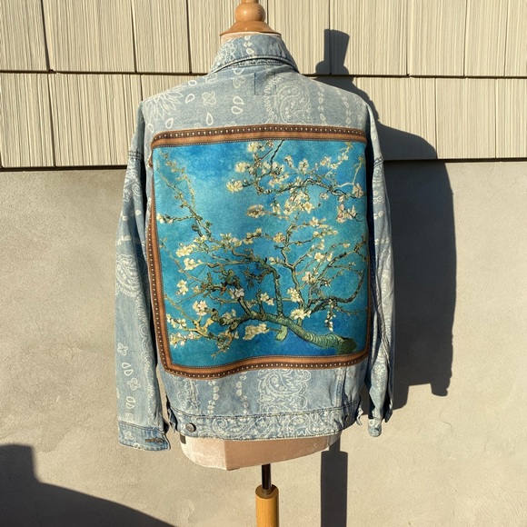 One-Of-Kind Upcycled Van Gogh Denim Jacket - Picture 7 of 10